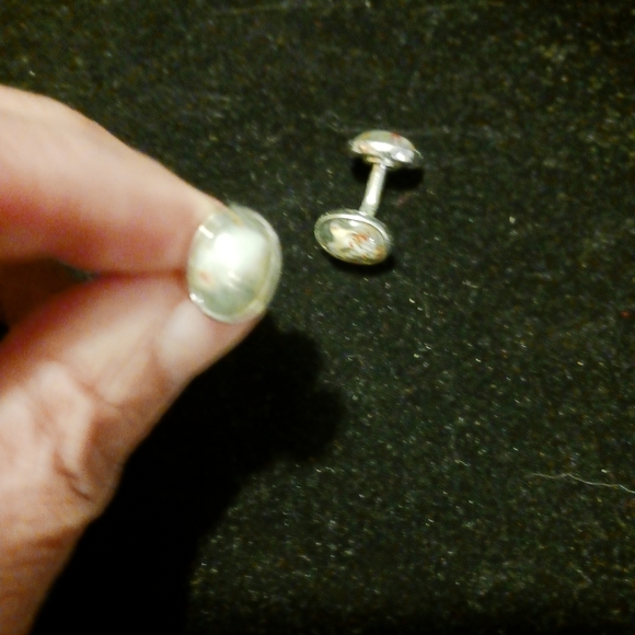 Vintage stainless steel marble cufflinks - Picture 8 of 8